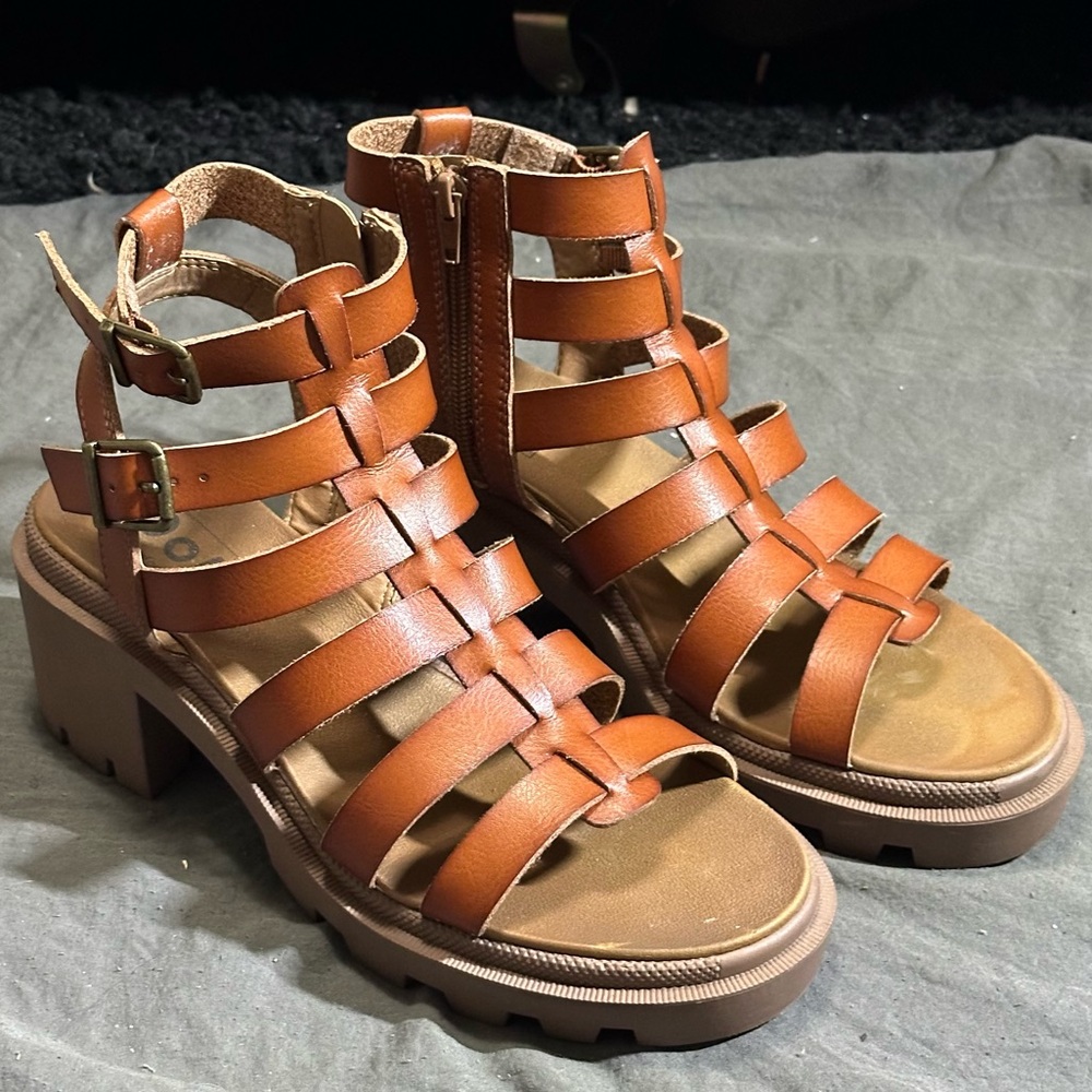Pop Gladiator Brown Chunky Strappy Sandals